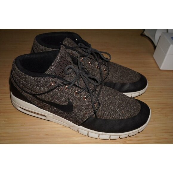 Nike SB Stefan Janoski Max Mid - Tweed Black/Brown - Size 13 - Rare Skate Shoes - Picture 2 of 16